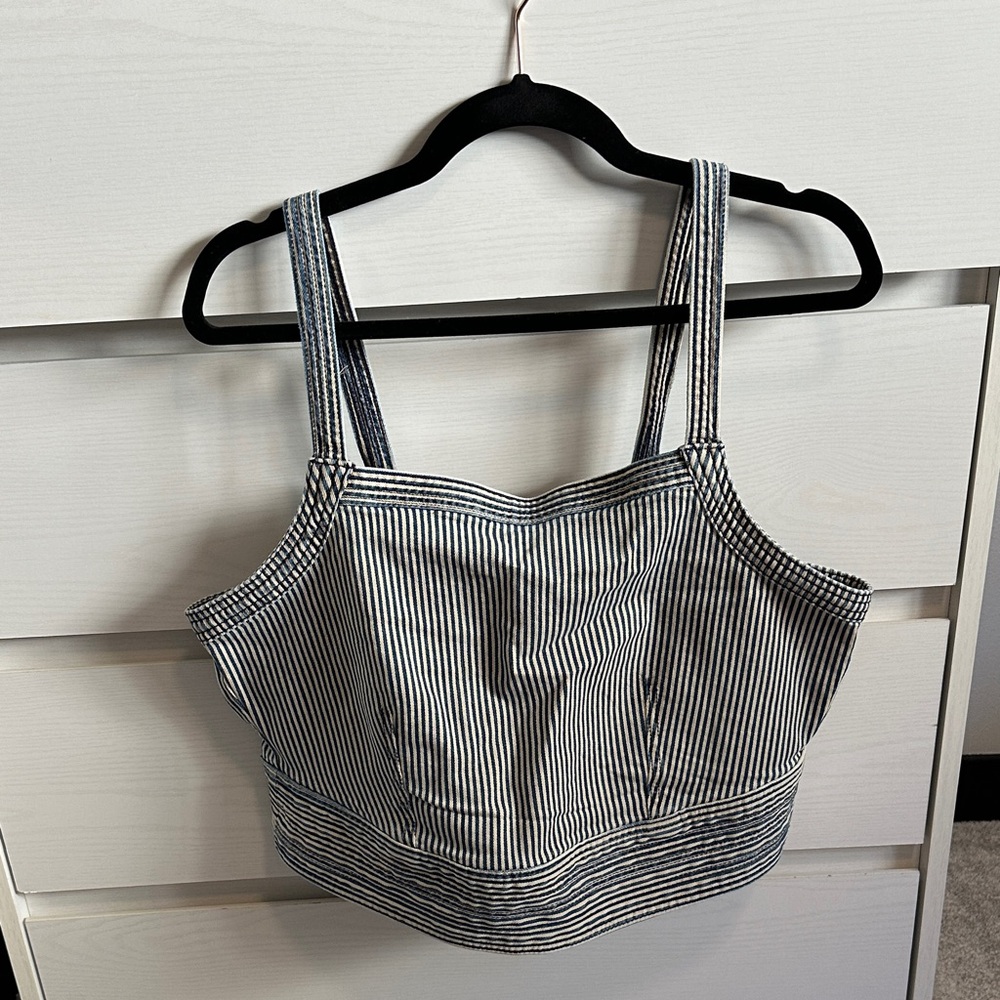 Anthropologie Pilcro Blue and White Striped Cropped Tank Top